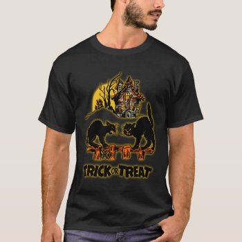 Trick Or Treat Glowing Black Cats T-shirt by Vintage_Halloween at Zazzle
