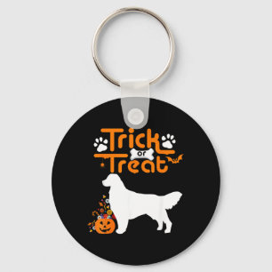 Trick Or Treat Golden Retriever Dog Halloween Keychain