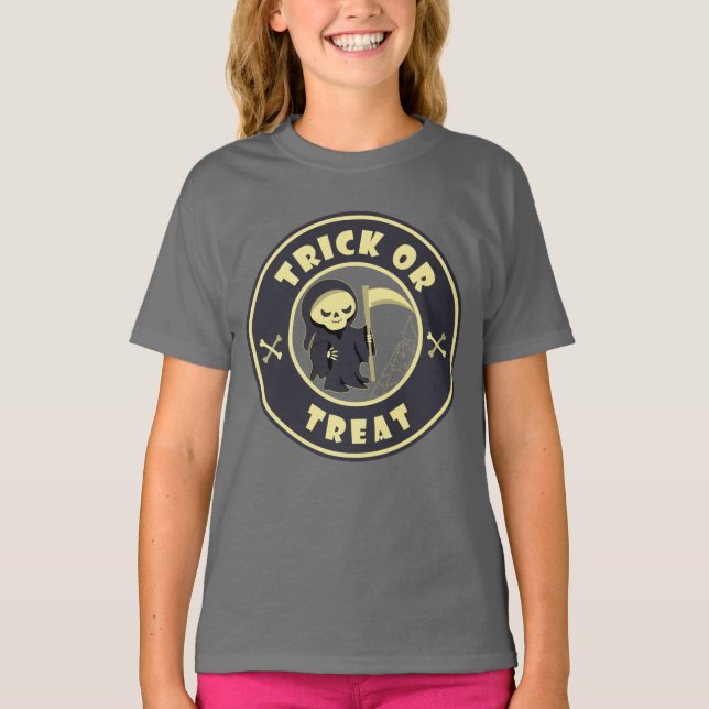 Trick or treat Grim Reaper starbucks logo coffee  T-Shirt (Front)
