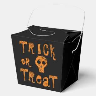 Trick or Treat Grunge Orange Skull Halloween Favor Boxes