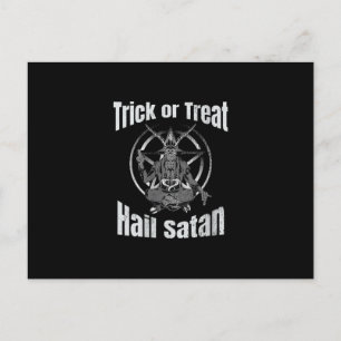 Trick or Treat Hail Satan Pentagram Goat Holiday Postcard