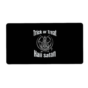 Trick or Treat Hail Satan Pentagram Goat Label