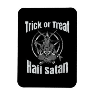 Trick or Treat Hail Satan Pentagram Goat Magnet