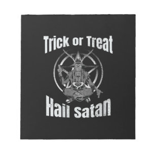 Trick or Treat Hail Satan Pentagram Goat Notepad