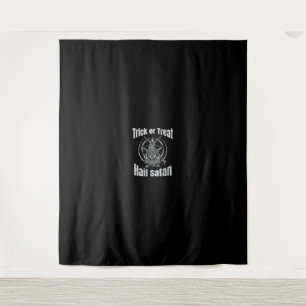 Trick or Treat Hail Satan Pentagram Goat Tapestry