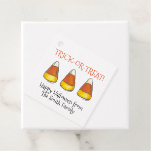 Trick or Treat Halloween Autumn Candy Corn Candies Favor Tags