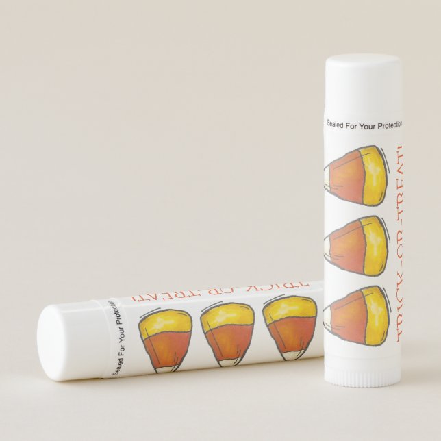 Trick or Treat Halloween Autumn Candy Corn Candies Lip Balm (Front)