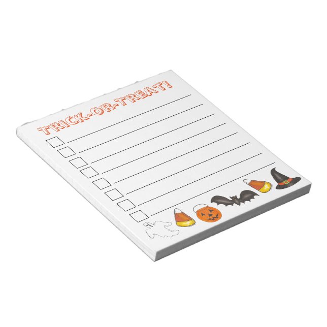 Trick-or-Treat Halloween Bat Pumpkin Ghost Witch Notepad (Angled)