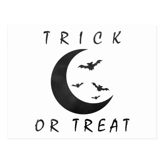 Trick Or Treat Halloween Bats Crescent Moon Postcard