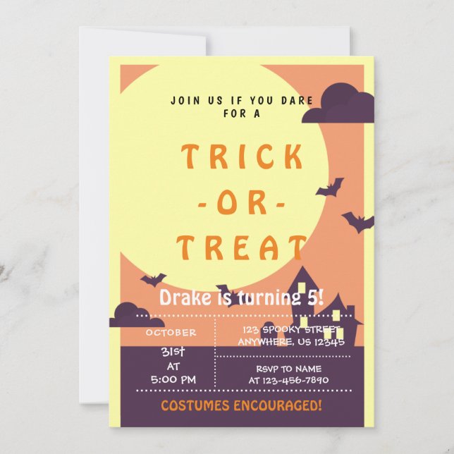 Trick or Treat, Halloween Bats, Spooky Invitation (Front)