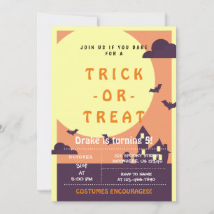 Trick or Treat, Halloween Bats, Spooky Invitation