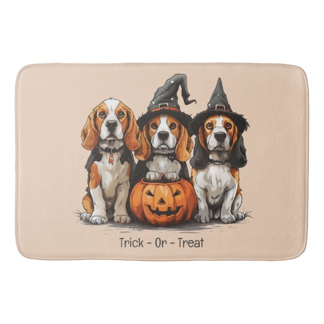 Trick Or Treat Halloween Beagle Dogs Bath Mat (Front)