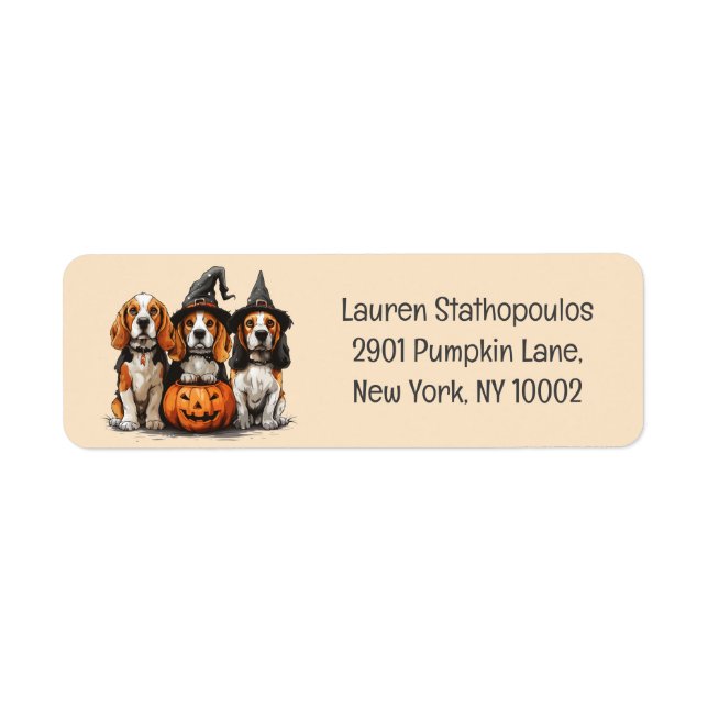 Trick Or Treat Halloween Beagle Dogs Label (Front)