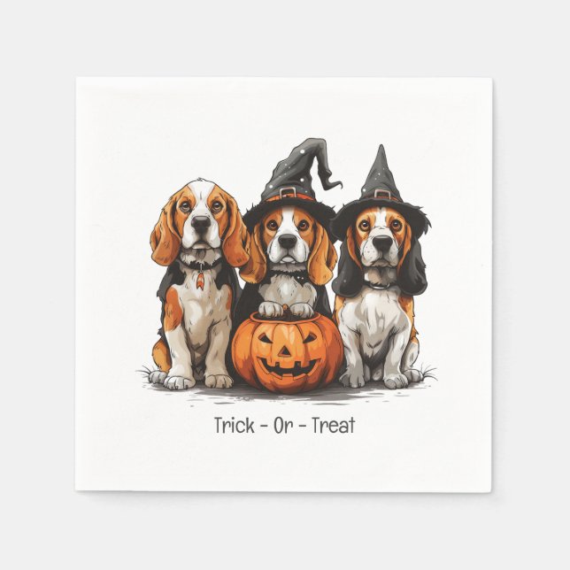 Trick Or Treat Halloween Beagle Dogs Napkins (Front)