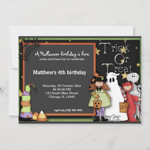 Trick or Treat Halloween Birthday Invitation