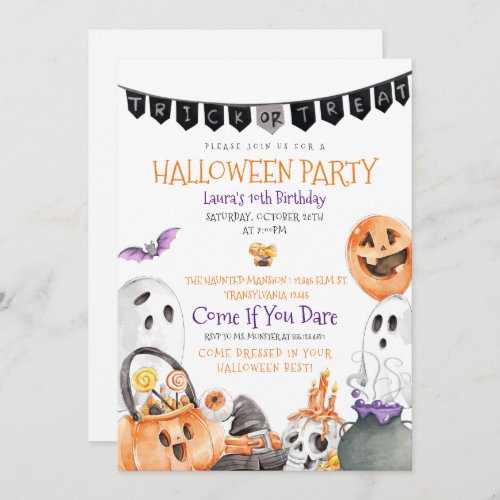 Trick or Treat Halloween Birthday Invitation