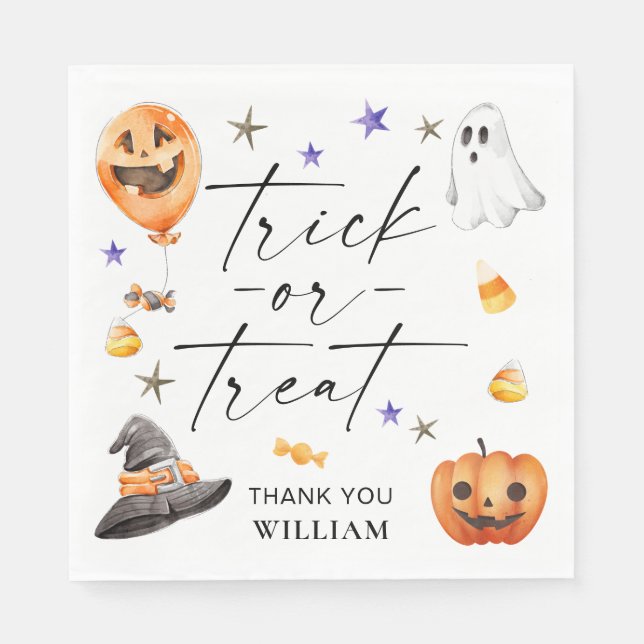 Trick or Treat Halloween Birthday Napkins (Front)