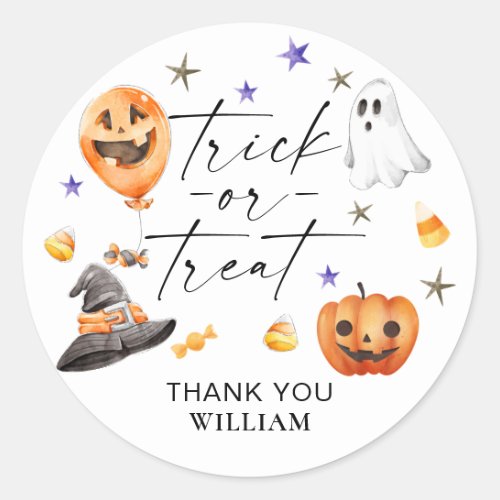 Trick or Treat Halloween Birthday Party  Classic Round Sticker