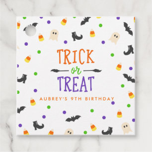 Trick or Treat Halloween Birthday themed favor tag