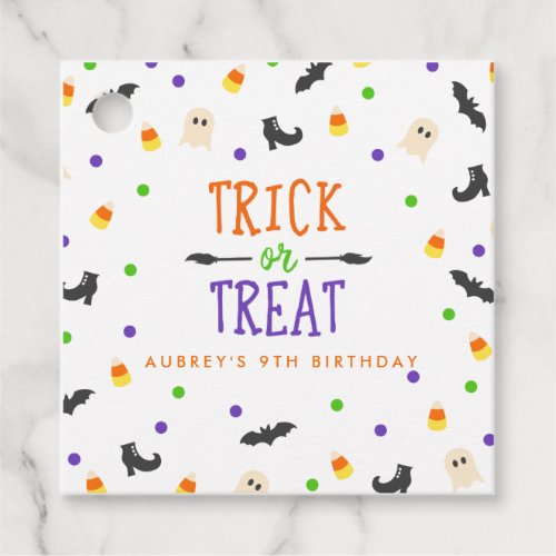 Trick or Treat Halloween Birthday themed favor tag