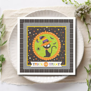 Trick Or Treat Halloween Black Cat Witch Napkins
