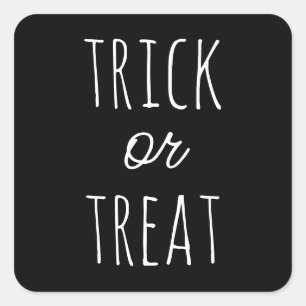 Trick or Treat Halloween Black Cute Treat Bags Square Sticker