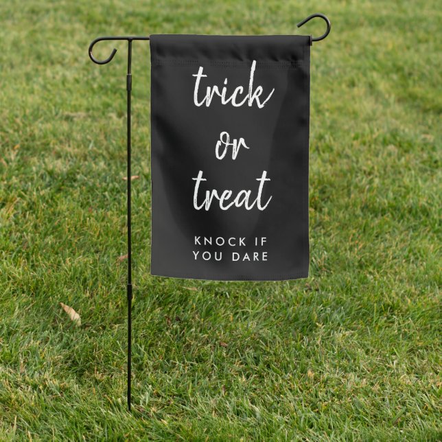 Trick or Treat |  Halloween Black Modern Minimal Garden Flag (In SItu)