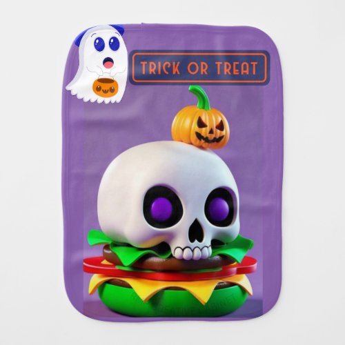 trick or treat halloween burger baby burp cloth