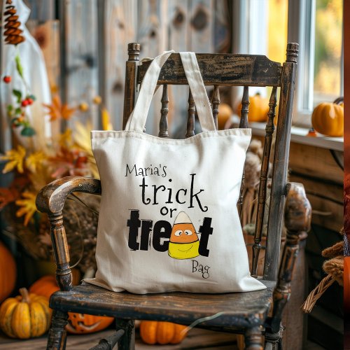 Trick or Treat Halloween Candy Corn Custom Tote Bag