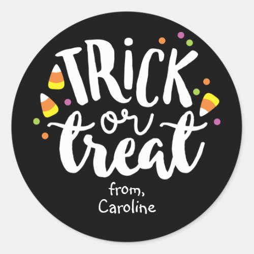 Trick or Treat Halloween Candy Corn Cute Favor Bag Classic Round Sticker