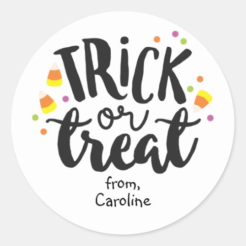 Trick or Treat Halloween Candy Corn Cute Favor Bag Classic Round Sticker
