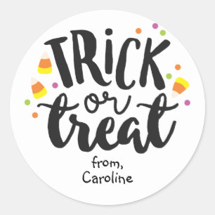Trick or Treat Halloween Candy Corn Cute Favor Bag Classic Round Sticker
