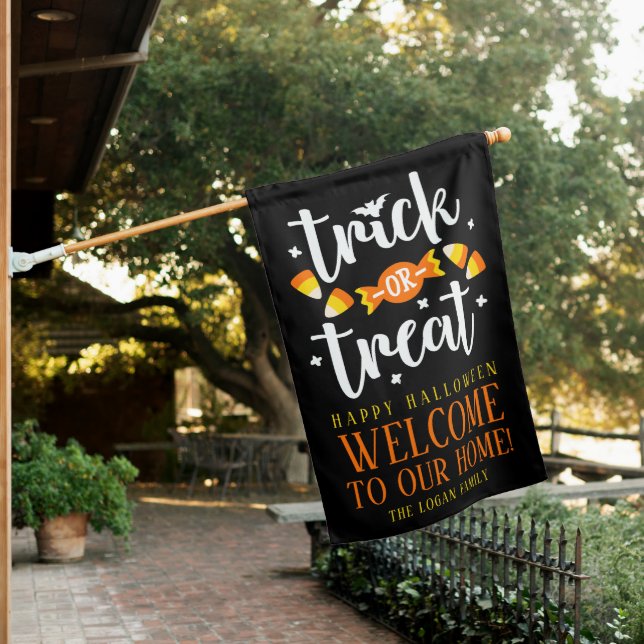 Trick or treat Halloween Candy Family Custom House Flag (In SItu)