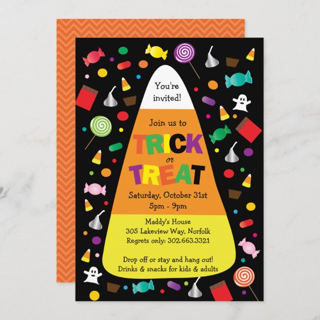 Trick or Treat Halloween Candy Invitation (Front/Back)