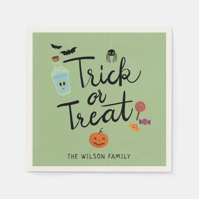 Trick or Treat Halloween Candy Napkins (Front)