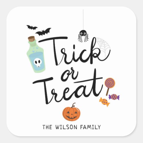 Trick or Treat Halloween Candy Square Sticker