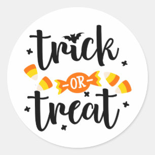 Trick or Treat Halloween Candy Typography Classic Round Sticker