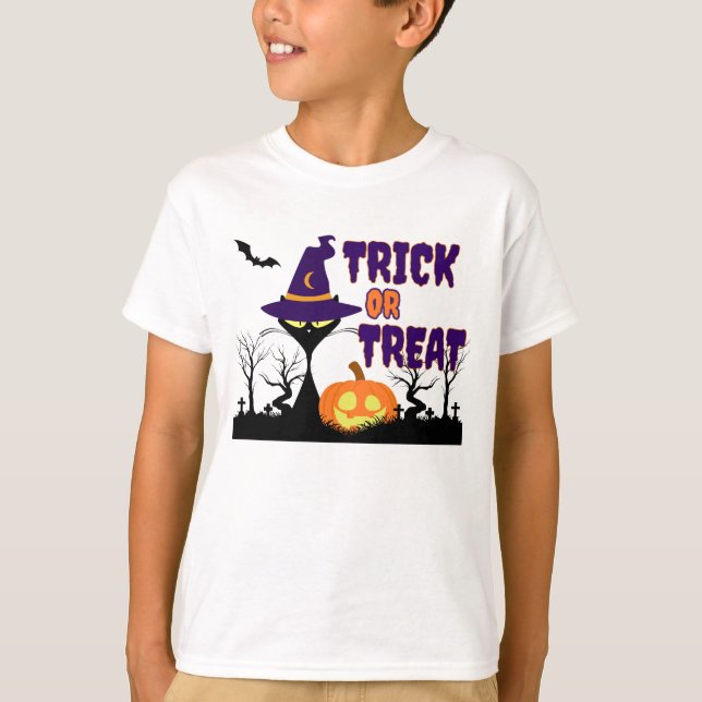 Trick or Treat - Halloween Cat - Kid's T-Shirt (Front)