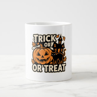 Trick or Treat Halloween Cat Patch Giant Coffee Mug