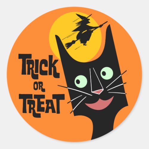 Trick or Treat Halloween Cat Sticker