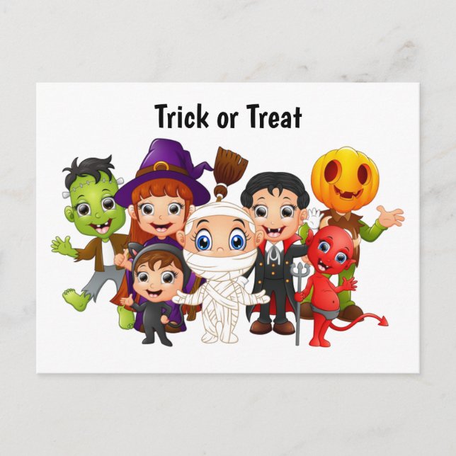 Trick or Treat Halloween Children Holiday Postcard (Front)