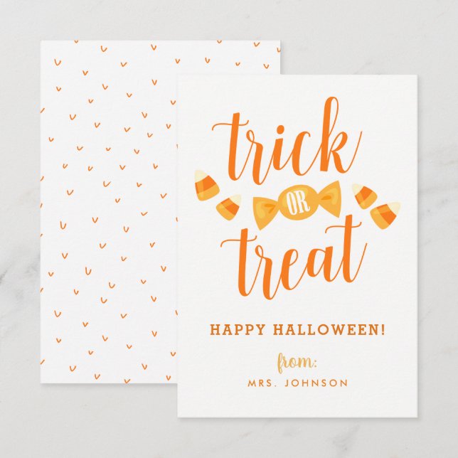 Trick or Treat Halloween Classroom Cards (Front/Back)