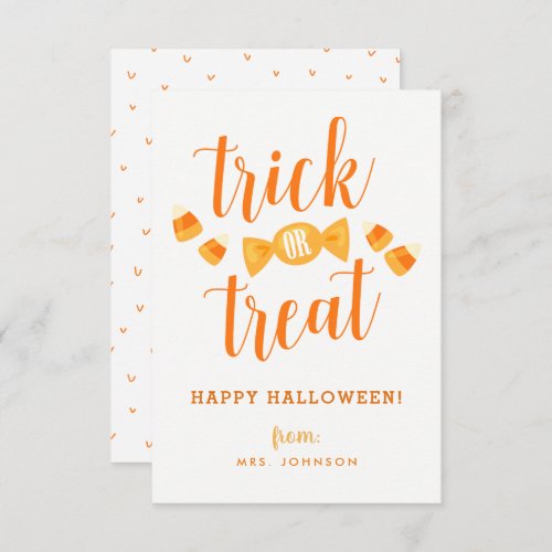 Trick or Treat Halloween Classroom Cards