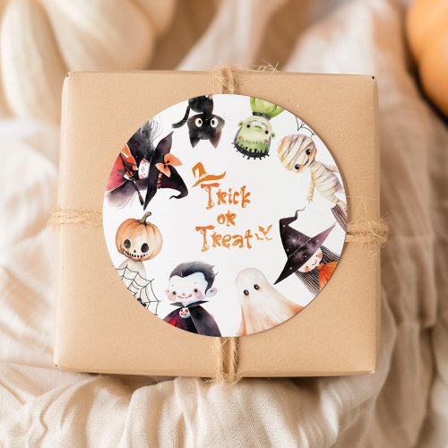 Trick or Treat Halloween Costume party birthday Classic Round Sticker