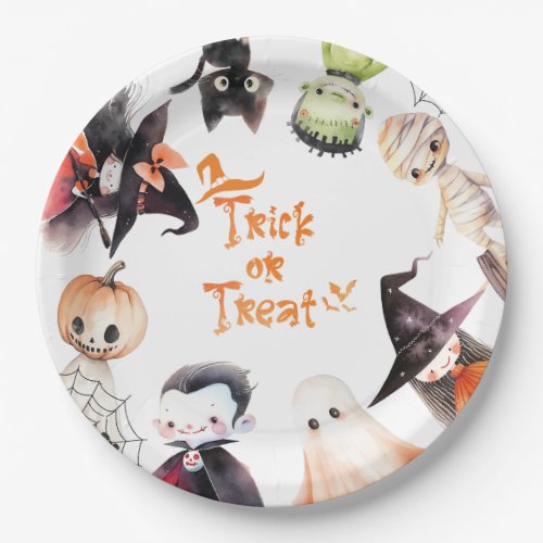 Trick or Treat Halloween Costume party birthday Paper Plates