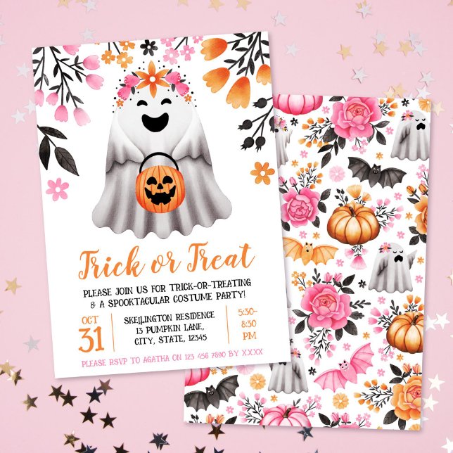 Trick or Treat Halloween Costume Party Cute Ghost Invitation (Trick or Treat Halloween Costume Party Cute Ghost Invitation)