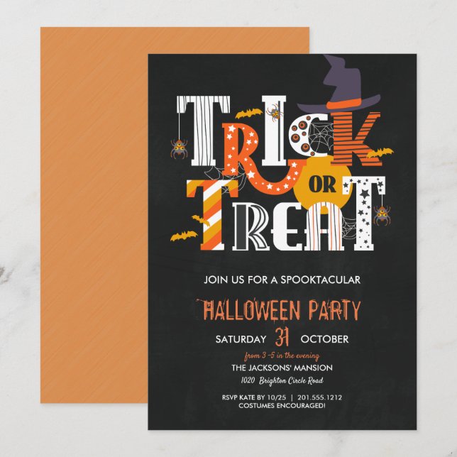 Trick Or Treat Halloween Costume Party Invitation (Front/Back)
