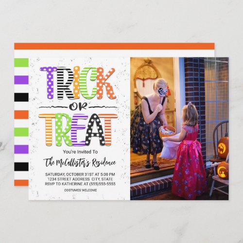 Trick or Treat Halloween Costume Party Photo Invitation