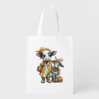 Trick or Treat Halloween Cow & Goat Grocery Bag