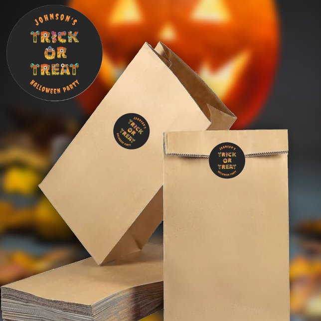 Trick or Treat Halloween Custom Classic Round Sticker (Creator Uploaded)